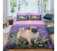 WXLWHR Housse De Couette Carlin Microfibre Parure De Lit Imprimée Champ de Lavande 3D avec Fermeture Éclair & Taie d'oreiller pour Enfant Fille King（220x240cm）