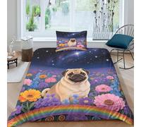 WXLWHR Housse De Couette Carlin Microfibre Ultra-Douce Parure De Lit Motif Fleurs Nebula 3D avec Fermeture Éclair & Taies d'oreiller pour Garçons, Adolescents Single（135x200cm）