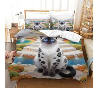 WXLWHR Housse De Couette Chat Bengal Microfibre Douce Parure De Lit Imprimé Chat Source Chaude 3D avec Fermeture Éclair & Taie d'oreiller pour Enfant Fille Single（140x200cm）