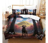 WXLWHR Housse De Couette Chien de Saint-Hubert Microfibre Douce Parure De Lit Imprimée Chien Bois 3D avec Fermeture Éclair & Taie d'oreiller pour Garçons, Adolescents Single（140x200cm）