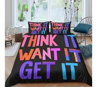 WXLWHR Housse De Couette Citations Drôles Microfibre Ultra-Douce Parure De Lit Mots Créatifs avec Fermeture Éclair & Taies d'oreiller Cadeau Fête Anniversaire King(220x240cm)