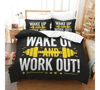 WXLWHR Housse De Couette Citations Drôles Microfibre Ultra-Douce Parure De Lit Réveil Entraînement avec Fermeture Éclair & Taie d'oreiller Cadeau Fête Anniversaire Single(140x200cm)