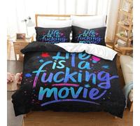 WXLWHR Housse De Couette Citations Drôles Parure De Lit 3 Pièces Mots Créatifs Microfibre avec Fermeture Éclair & Taie d'oreiller pour Garçons, Adolescents Super King(260x220cm)