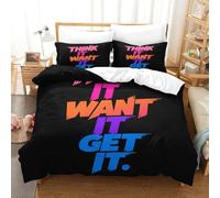 WXLWHR Housse De Couette Citations Drôles Parure De Lit 3 Pièces Mots Créatifs Microfibre avec Fermeture Éclair & Taies d'oreiller pour Enfant Fille Single(140x200cm)