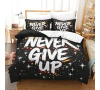 WXLWHR Housse De Couette Citations Drôles Parure De Lit 3 Pièces Ne Jamais Abandonner Microfibre avec Fermeture Éclair & Taie d'oreiller pour Adulte Enfant Super King(260x220cm)