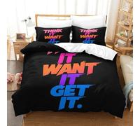 WXLWHR Housse De Couette Citations Drôles Parure De Lit Mots Créatifs Microfibre Ultra-Douce avec Fermeture Éclair & Taies d'oreiller Cadeau Fête Anniversaire Super King(260x220cm)