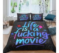 WXLWHR Housse De Couette Citations Drôles Parure De Lit Mots Créatifs Microfibre Ultra-Douce avec Fermeture Éclair & Taies d'oreiller pour Adulte Enfant King(220x240cm)