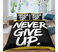 WXLWHR Housse De Couette Citations Drôles Parure De Lit Ne Jamais Abandonner Microfibre Ultra-Douce avec Fermeture Éclair & Taies d'oreiller pour Enfants Garçons Filles King(220x240cm)