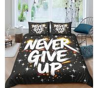 WXLWHR Housse De Couette Citations Drôles Parure De Lit Ne Jamais Abandonner Microfibre Ultra-Douce avec Fermeture Éclair & Taie d'oreiller pour Enfant Fille Double(200x200cm)