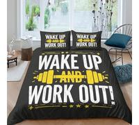 WXLWHR Housse De Couette Citations Drôles Parure De Lit Réveil Entraînement Microfibre Ultra-Douce avec Fermeture Éclair & Taie d'oreiller pour Enfant Fille King(220x240cm)