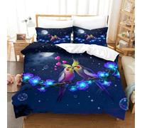 WXLWHR Housse De Couette Deux Perroquets Microfibre Parure De Lit 3D Vigne Étoile et Lune avec Fermeture Éclair & Taies d'oreiller pour Adulte Enfant Super King（260x220cm）