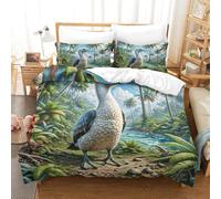 WXLWHR Housse De Couette Dodo Oiseau Polyester Doux Parure De Lit 3 Pièces Dodo Forêt Primitive avec Fermeture Éclair Cadeau Fête Anniversaire Super King(260x220cm)