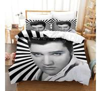 WXLWHR Housse De Couette Elvis Presley Microfibre Parure 3 Pièces À Motif Elvis Presley avec Fermeture Éclair & Taie d'oreiller pour Enfants Garçons Filles Super King（260x220cm）