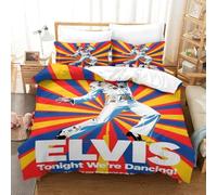 WXLWHR Housse De Couette Elvis Presley Microfibre Parure 3 Pièces À Motif Elvis Presley avec Fermeture Éclair & Taie d'oreiller pour Enfant Fille Super King（260x220cm）
