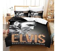 WXLWHR Housse De Couette Elvis Presley Microfibre Parure 3 Pièces Imprimée Elvis Presley avec Fermeture Éclair & Taie d'oreiller pour Adulte Enfant Super King（260x220cm）