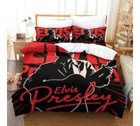 WXLWHR Housse De Couette Elvis Presley Microfibre Parure 3 Pièces Imprimée Elvis Presley avec Fermeture Éclair & Taies d'oreiller pour Enfants Garçons Filles Super King（260x220cm）