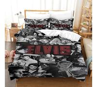 WXLWHR Housse De Couette Elvis Presley Microfibre Parure 3 Pièces Imprimée Elvis Presley avec Fermeture Éclair & Taie d'oreiller pour Garçons, Adolescents Super King（260x220cm）