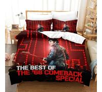 WXLWHR Housse De Couette Elvis Presley Microfibre Parure 3 Pièces Imprimée Elvis Presley avec Fermeture Éclair & Taie d'oreiller Cadeau Fête Anniversaire Super King（260x220cm）