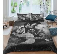 WXLWHR Housse De Couette Elvis Presley Microfibre Parure 3 Pièces Imprimée Elvis Presley avec Fermeture Éclair & Taies d'oreiller pour Adulte Enfant King（220x240cm）