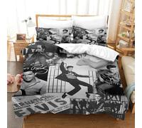 WXLWHR Housse De Couette Elvis Presley Microfibre Parure 3 Pièces Imprimée Elvis Presley avec Fermeture Éclair & Taies d'oreiller pour Enfants Garçons Filles Super King（260x220cm）