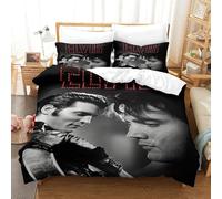 WXLWHR Housse De Couette Elvis Presley Microfibre Parure De Lit 3 Pièces À Motif Elvis Presley avec Fermeture Éclair & Taie d'oreiller pour Enfant Fille Super King（260x220cm）