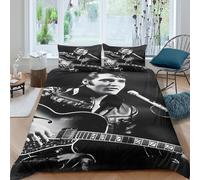 WXLWHR Housse De Couette Elvis Presley Microfibre Parure De Lit 3 Pièces À Motif Elvis Presley avec Fermeture Éclair & Taies d'oreiller pour Garçons, Adolescents King（220x240cm）