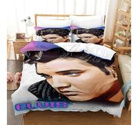 WXLWHR Housse De Couette Elvis Presley Microfibre Parure De Lit 3 Pièces À Motif Elvis Presley avec Fermeture Éclair & Taie d'oreiller pour Adulte Enfant Super King（260x220cm）
