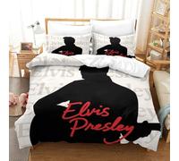 WXLWHR Housse De Couette Elvis Presley Microfibre Parure De Lit 3 Pièces À Motif Elvis Presley avec Fermeture Éclair & Taie d'oreiller Cadeau Fête Anniversaire Super King（260x220cm）
