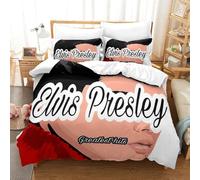 WXLWHR Housse De Couette Elvis Presley Microfibre Parure De Lit 3 Pièces À Motif Elvis Presley avec Fermeture Éclair & Taies d'oreiller pour Enfant Fille Super King（260x220cm）