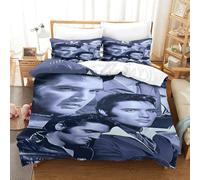 WXLWHR Housse De Couette Elvis Presley Microfibre Parure De Lit 3 Pièces Imprimée Elvis Presley avec Fermeture Éclair & Taies d'oreiller pour Garçons, Adolescents Super King（260x220cm）