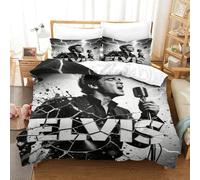 WXLWHR Housse De Couette Elvis Presley Microfibre Parure De Lit 3 Pièces Imprimée Elvis Presley avec Fermeture Éclair & Taie d'oreiller Cadeau Fête Anniversaire Super King（260x220cm）