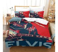WXLWHR Housse De Couette Elvis Presley Microfibre Parure De Lit 3 Pièces Imprimée Elvis Presley avec Fermeture Éclair & Taies d'oreiller pour Adulte Enfant Super King（260x220cm）
