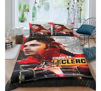 WXLWHR Housse De Couette F1 Course Microfibre Douce Parure 3 Pièces À Motif Pilotes F1 avec Fermeture Éclair & Taie d'oreiller Cadeau Fête Anniversaire King（220x240cm）