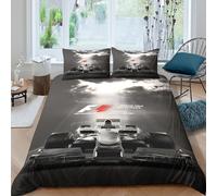 WXLWHR Housse De Couette F1 Course Microfibre Douce Parure 3 Pièces À Motif Pilotes F1 avec Fermeture Éclair & Taies d'oreiller pour Adulte Enfant King（220x240cm）