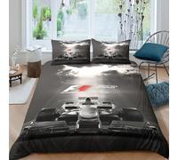 WXLWHR Housse De Couette F1 Course Microfibre Douce Parure De Lit 3 Pièces À Motif Pilotes F1 avec Fermeture Éclair & Taie d'oreiller pour Garçons, Adolescents Double（200x200cm）