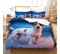 WXLWHR Housse De Couette Jack Russell Terrier Microfibre Ultra Doux 3D Parure De Lit Imprimé Brume avec Fermeture Éclair & Taies d'oreiller pour Adultes Enfants Filles Single（140x200cm）