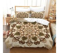 WXLWHR Housse De Couette Mandala Microfibre Parure 3 Pièces À Motif Mandala Palmierier Vintage avec Fermeture Éclair & Taies d'oreiller pour Enfants Garçons Filles Single（140x200cm）