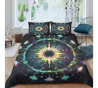 WXLWHR Housse De Couette Mandala Microfibre Parure 3 Pièces Imprimée Mandala Graffiti Abstrait avec Fermeture Éclair & Taie d'oreiller Cadeau Fête Anniversaire King（220x240cm）