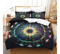WXLWHR Housse De Couette Mandala Microfibre Parure De Lit 3 Pièces Imprimée Mandala Graffiti Abstrait avec Fermeture Éclair & Taies d'oreiller pour Adulte Enfant Super King（260x220cm）