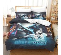 WXLWHR Housse De Couette Messi Microfibre Douce Parure De Lit avec Fermeture Éclair & Taie d'oreiller Cadeau Fête Anniversaire Single（140x200cm）