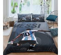 WXLWHR Housse De Couette Messi Microfibre Douce Parure De Lit avec Fermeture Éclair & Taie d'oreiller pour Adulte Enfant King（220x240cm）