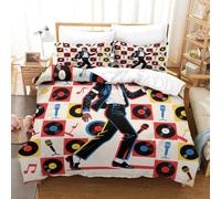 WXLWHR Housse De Couette Michael Jackson Microfibre Parure De Lit À Motif Michael Jackson avec Fermeture Éclair & Taie d'oreiller pour Garçons, Adolescents Single（140x200cm）