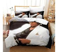 WXLWHR Housse De Couette Michael Jackson Microfibre Parure De Lit À Motif Michael Jackson avec Fermeture Éclair & Taies d'oreiller pour Adulte Enfant Single（140x200cm）