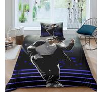 WXLWHR Housse De Couette Michael Jackson Microfibre Parure De Lit À Motif Michael Jackson avec Fermeture Éclair & Taies d'oreiller Cadeau Fête Anniversaire Single（135x200cm）