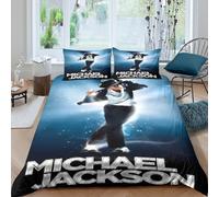 WXLWHR Housse De Couette Michael Jackson Microfibre Parure De Lit Imprimée Michael Jackson avec Fermeture Éclair & Taies d'oreiller pour Enfants Garçons Filles King（220x240cm）