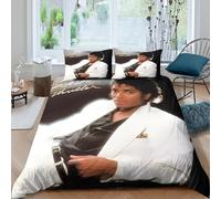 WXLWHR Housse De Couette Michael Jackson Microfibre Set De Lit 3 Pièces À Motif Michael Jackson avec Fermeture Éclair & Taie d'oreiller pour Enfants Garçons Filles Double(200x200cm)