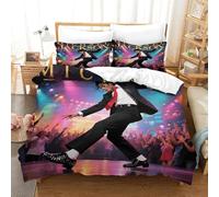 WXLWHR Housse De Couette Michael Jackson Microfibre Set De Lit 3 Pièces À Motif Michael Jackson avec Fermeture Éclair & Taie d'oreiller pour Enfants Garçons Filles Single（140x200cm）
