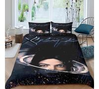 WXLWHR Housse De Couette Michael Jackson Microfibre Set De Lit 3 Pièces Imprimée Michael Jackson avec Fermeture Éclair & Taies d'oreiller pour Garçons, Adolescents King（220x240cm）