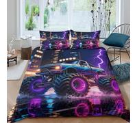 WXLWHR Housse De Couette Monster Truck Microfibre Parure De Lit 3D Rue Urbaine avec Fermeture Éclair & Taies d'oreiller pour Adultes Enfants Filles King（220x240cm）