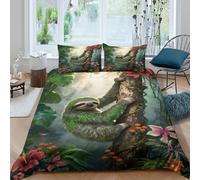 WXLWHR Housse De Couette Paresseux Microfibre Douce Parure De Lit Fleurs de Jungle 3D avec Fermeture Éclair & Taies d'oreiller Cadeau Fête Anniversaire King（220x240cm）